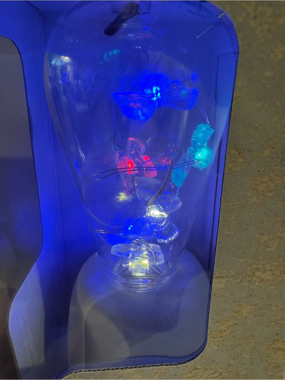 NIP Butterfly Novelty LED Lamp w/Artisan Stone Base deco mood lighting